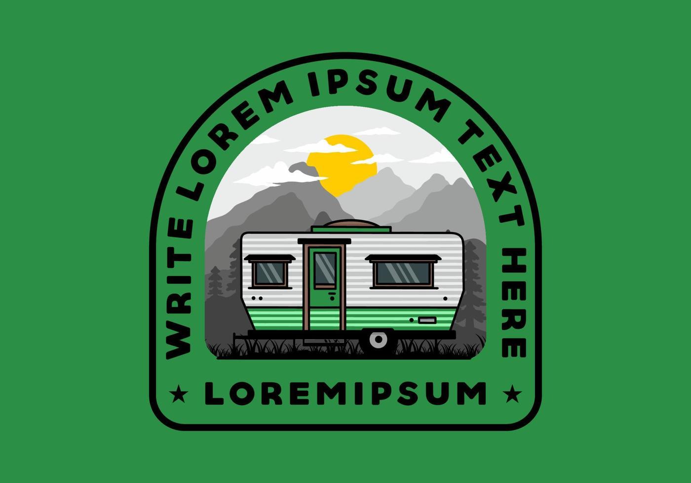 traan busje camper illustratie insigne ontwerp vector