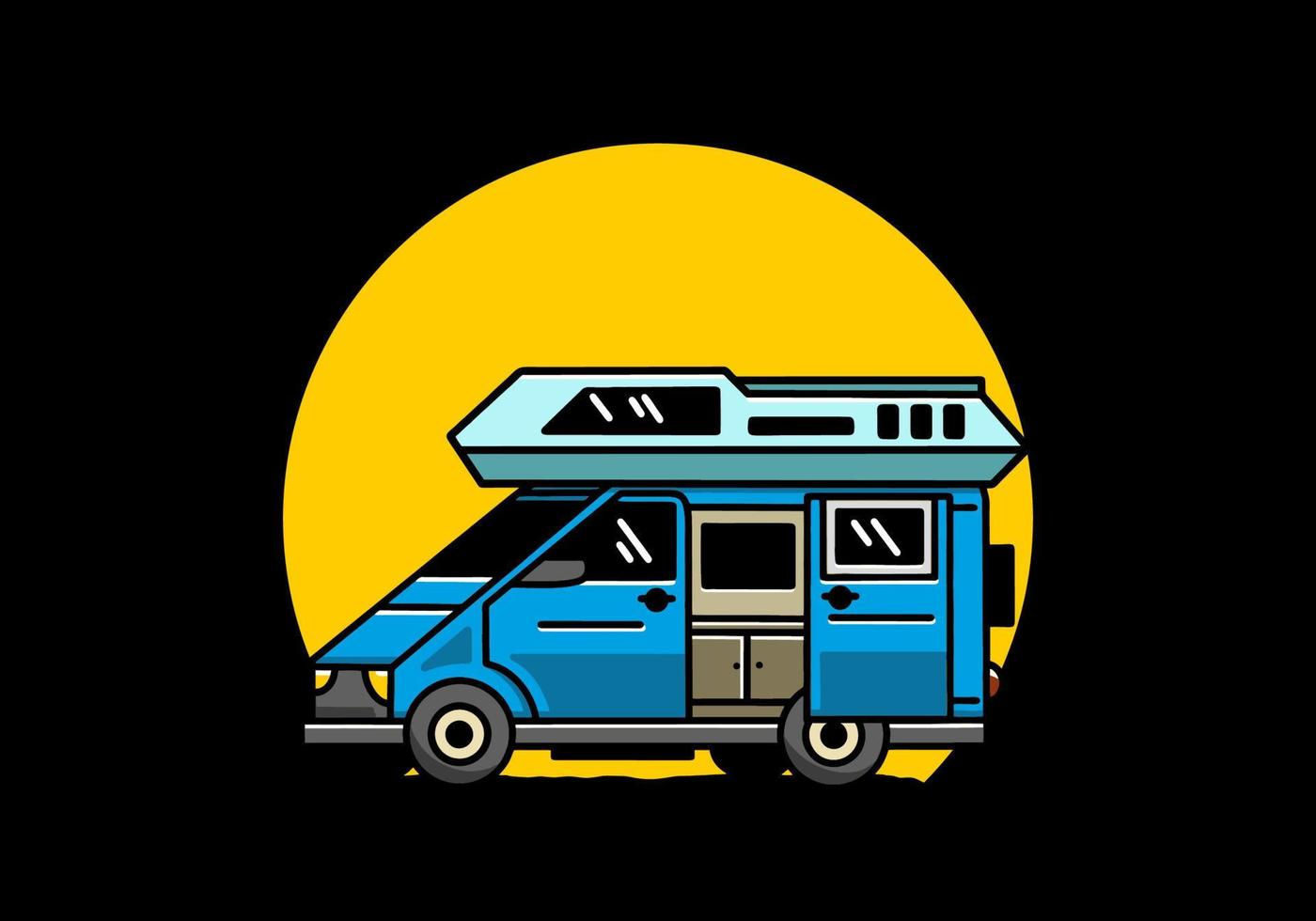 groot busje met glijden deur voor camping illustratie insigne ontwerp vector