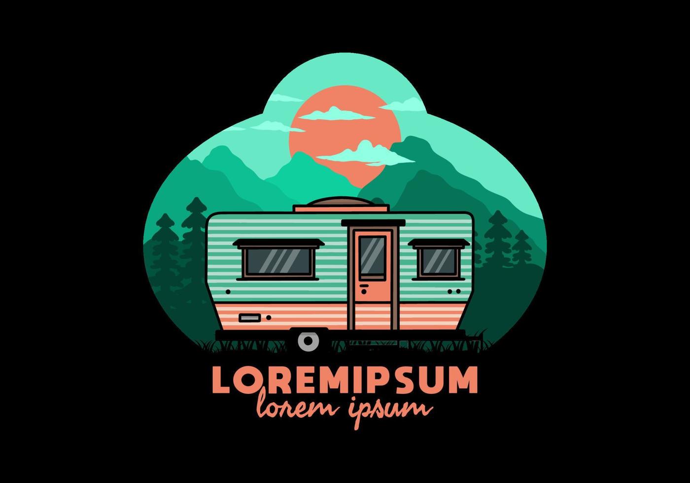 traan busje camper illustratie insigne ontwerp vector