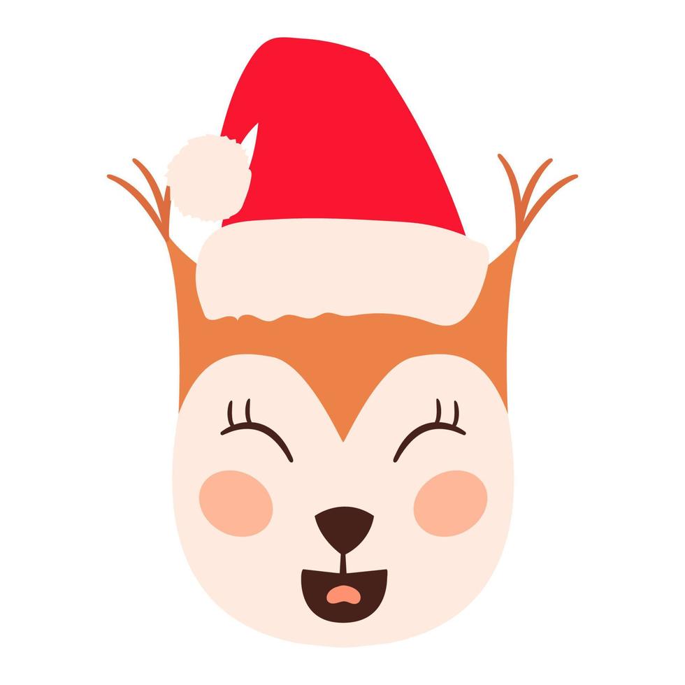 eekhoorn emoji hoofden de kerstman hoed reeks vector