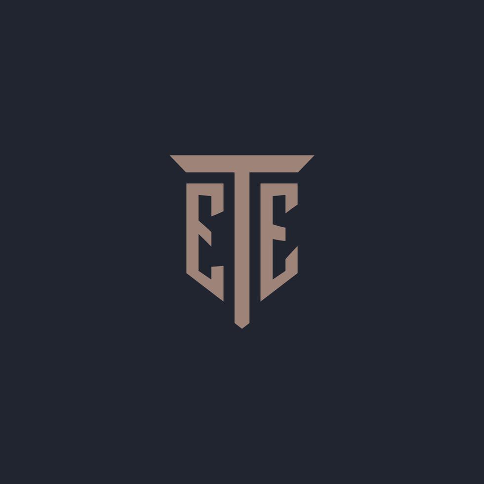 ee eerste logo monogram met pijler icoon ontwerp vector