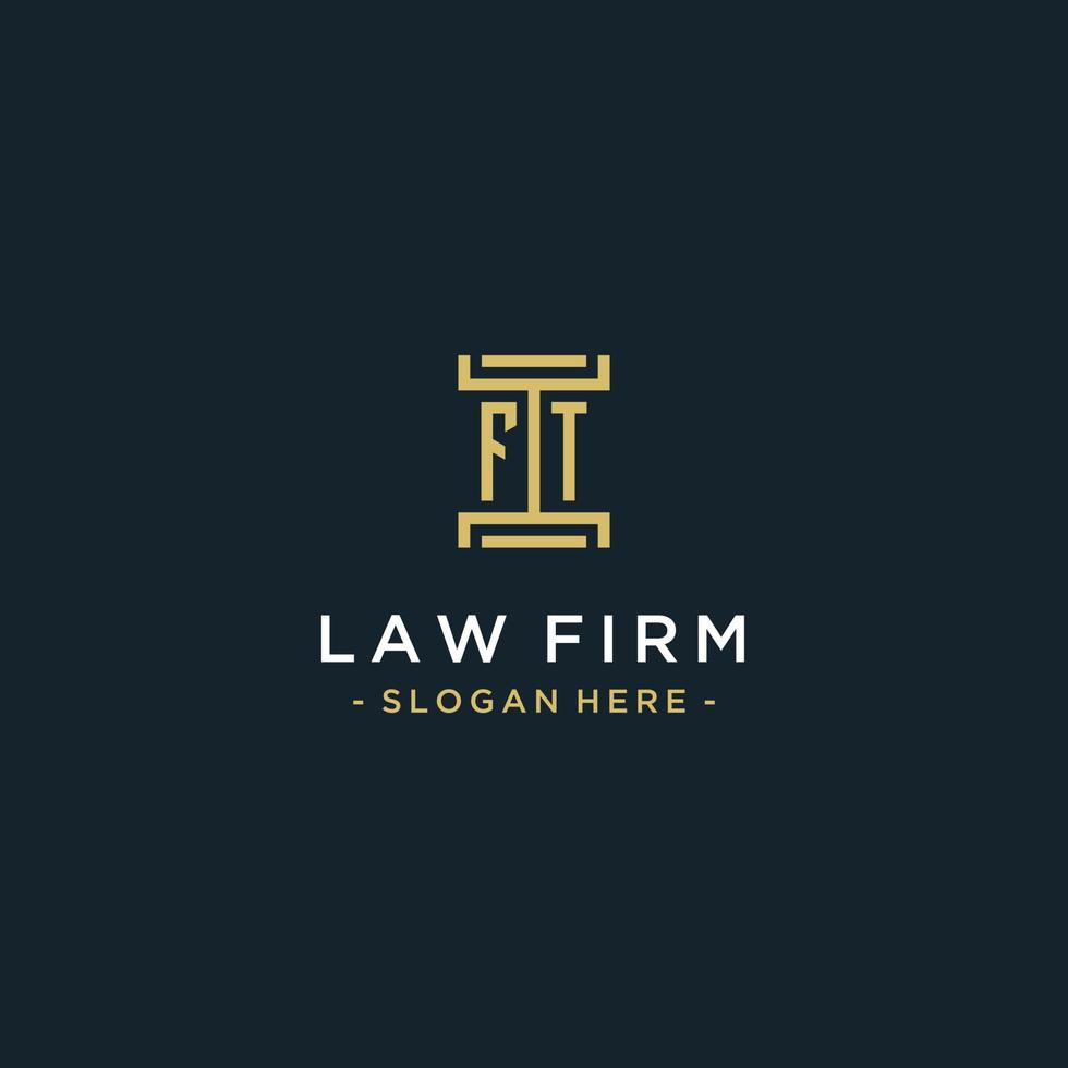 ft eerste logo monogram ontwerp voor legaal, advocaat, advocaat en wet firma vector