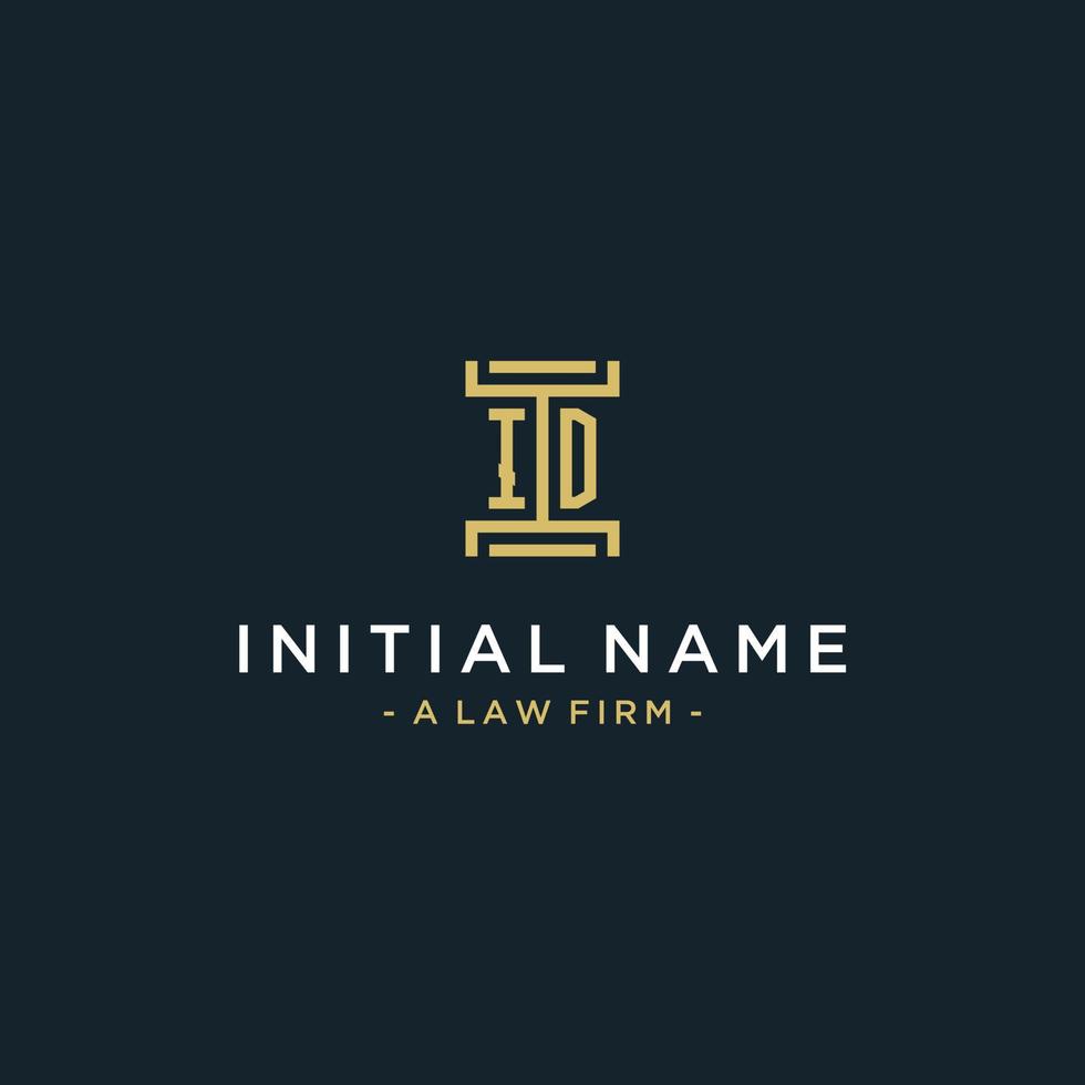 ID kaart eerste logo monogram ontwerp voor legaal, advocaat, advocaat en wet firma vector