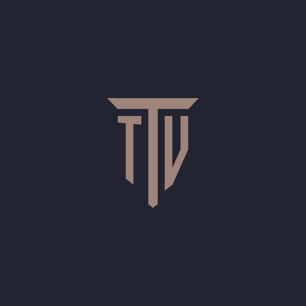 TV eerste logo monogram met pijler icoon ontwerp vector