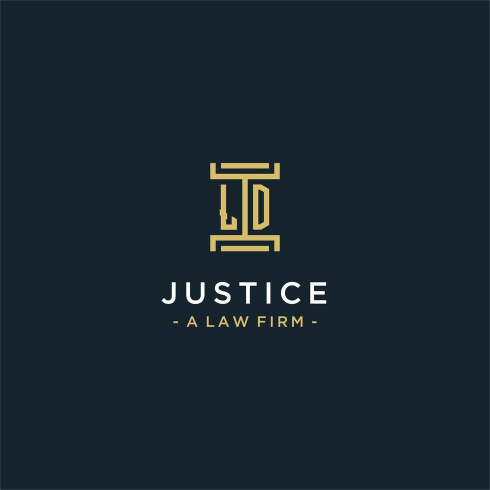 ld eerste logo monogram ontwerp voor legaal, advocaat, advocaat en wet firma vector