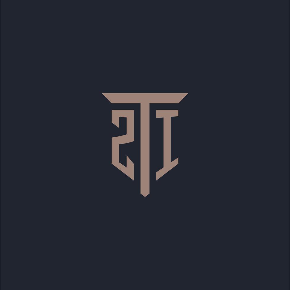 zi eerste logo monogram met pijler icoon ontwerp vector