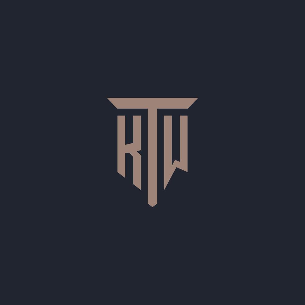 kw eerste logo monogram met pijler icoon ontwerp vector