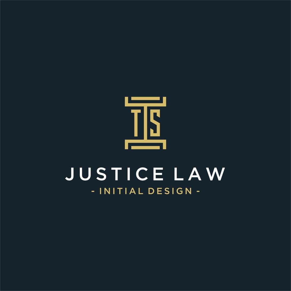ts eerste logo monogram ontwerp voor legaal, advocaat, advocaat en wet firma vector