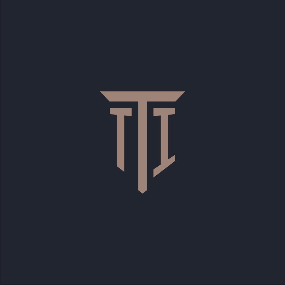 ti eerste logo monogram met pijler icoon ontwerp vector