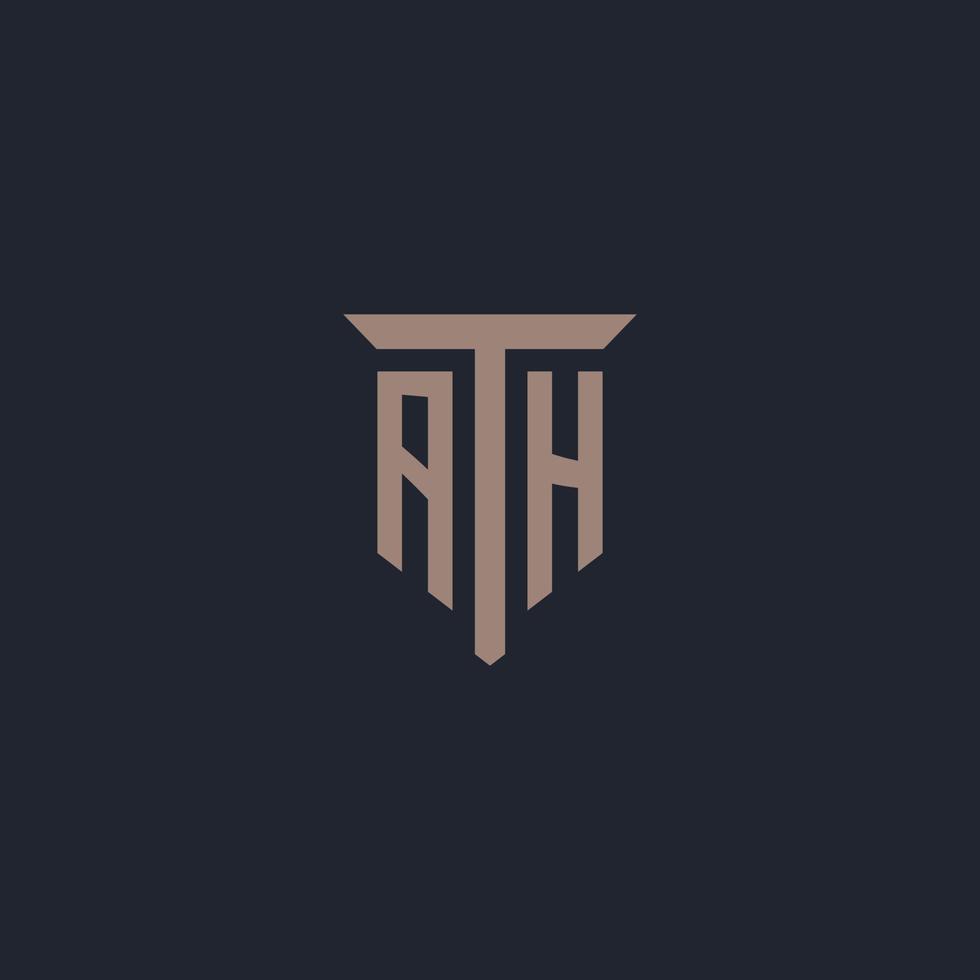 Ah eerste logo monogram met pijler icoon ontwerp vector