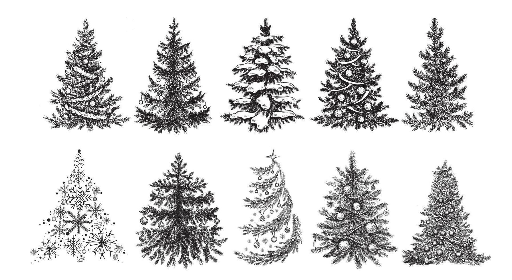 kerstboom hand getekende illustratie vector