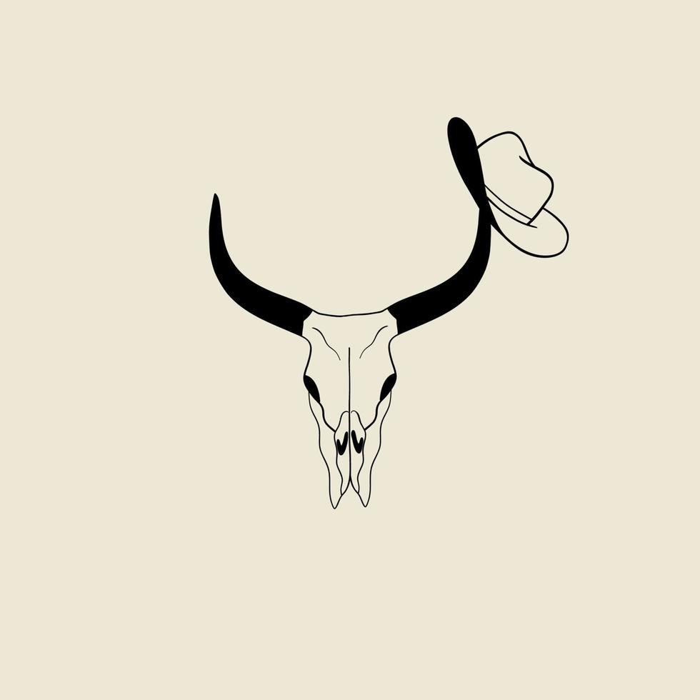 wijnoogst illustratie buffel schedel en cowboy hoed. wild west poster. oud school- tatoeëren vector illustratie