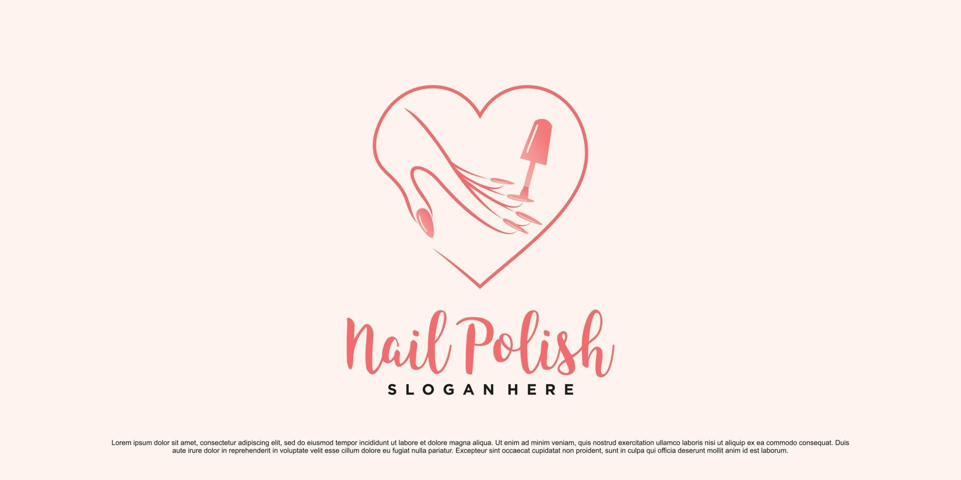 nagel Pools studio logo ontwerp voor manicure salon met liefde icoon en creatief element premie vector