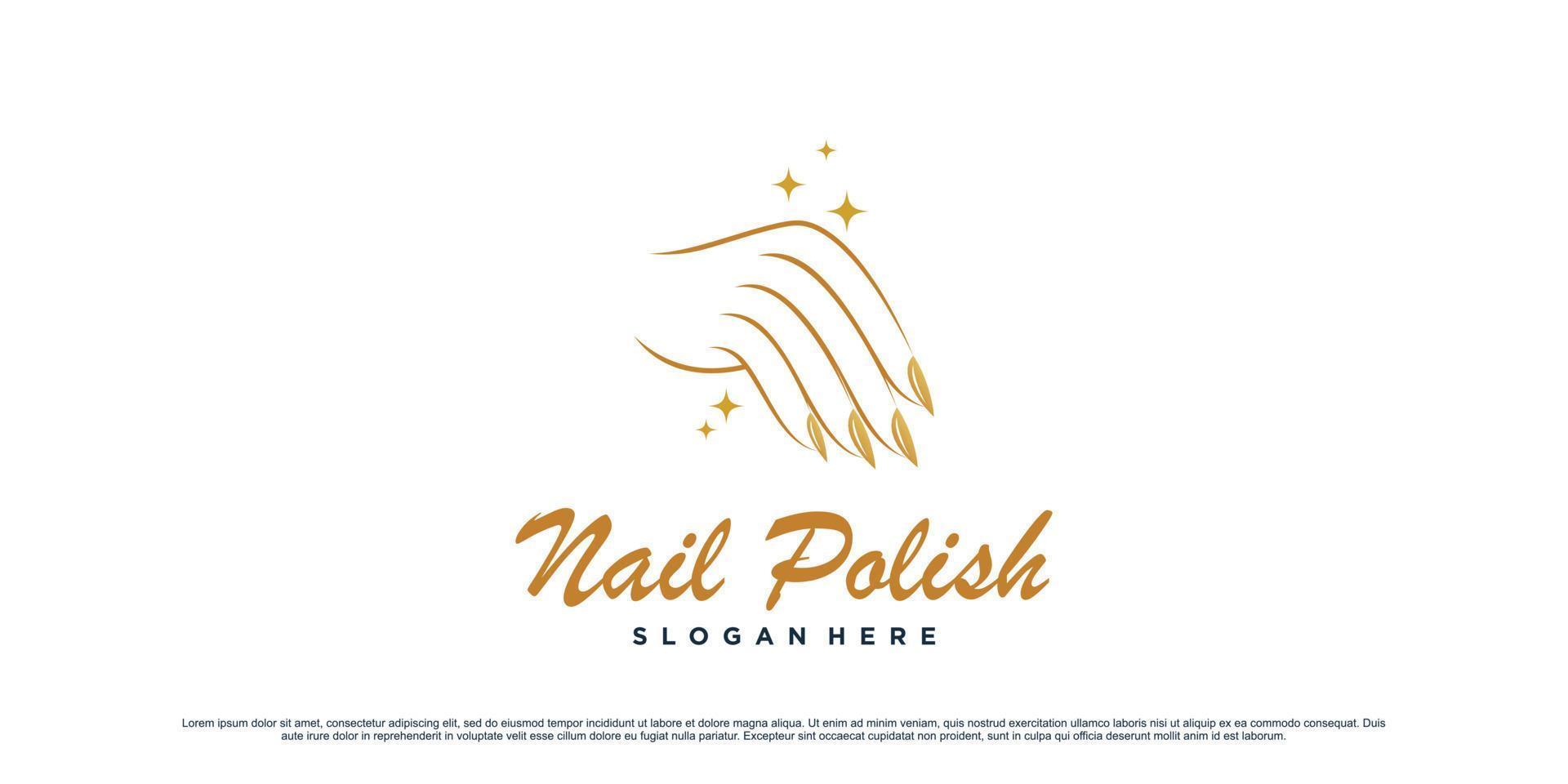 nagel Pools en manicure logo ontwerp met vrouw handen icoon en creatief concept premie vector