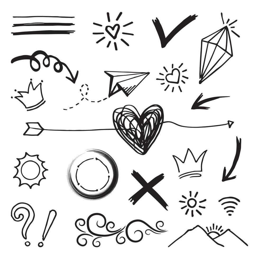 doodle element vector set, voor conceptontwerp.