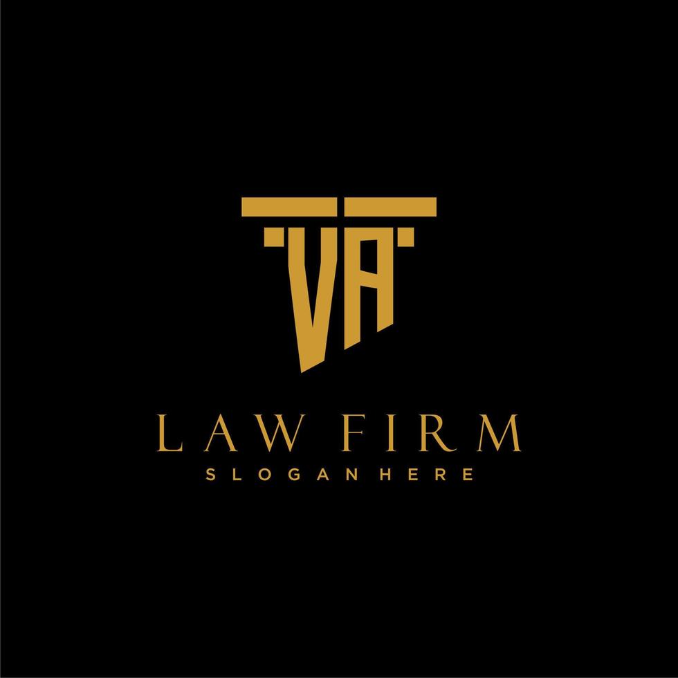 va monogram eerste logo voor advocatenkantoor met pijler ontwerp vector