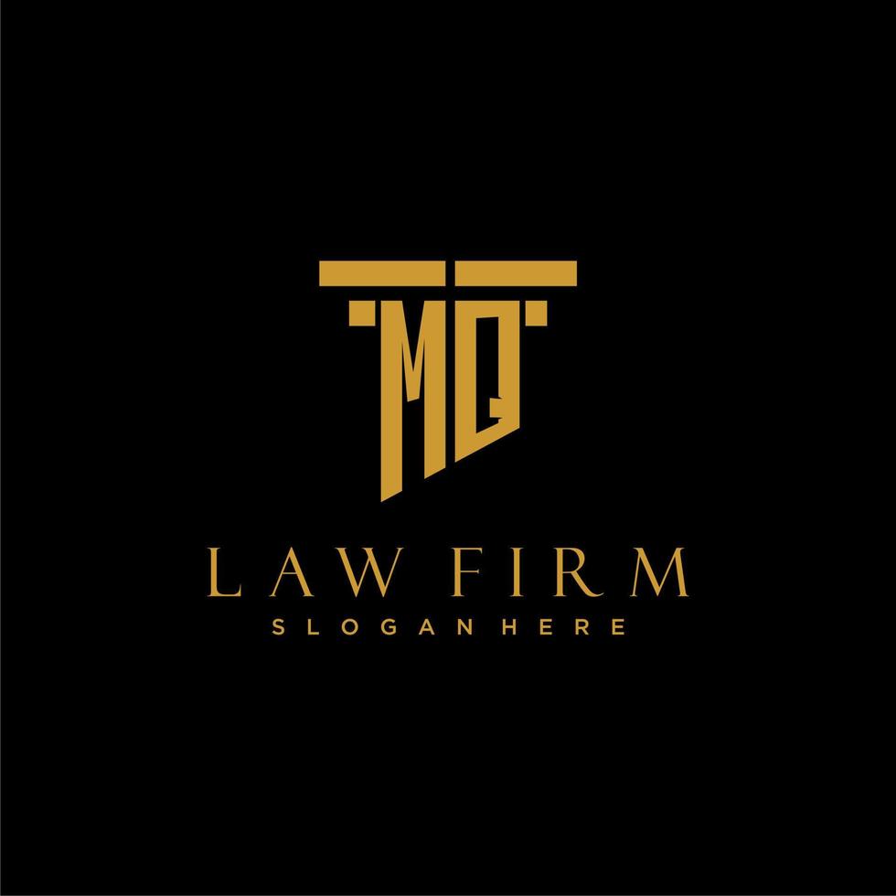 mq monogram eerste logo voor advocatenkantoor met pijler ontwerp vector