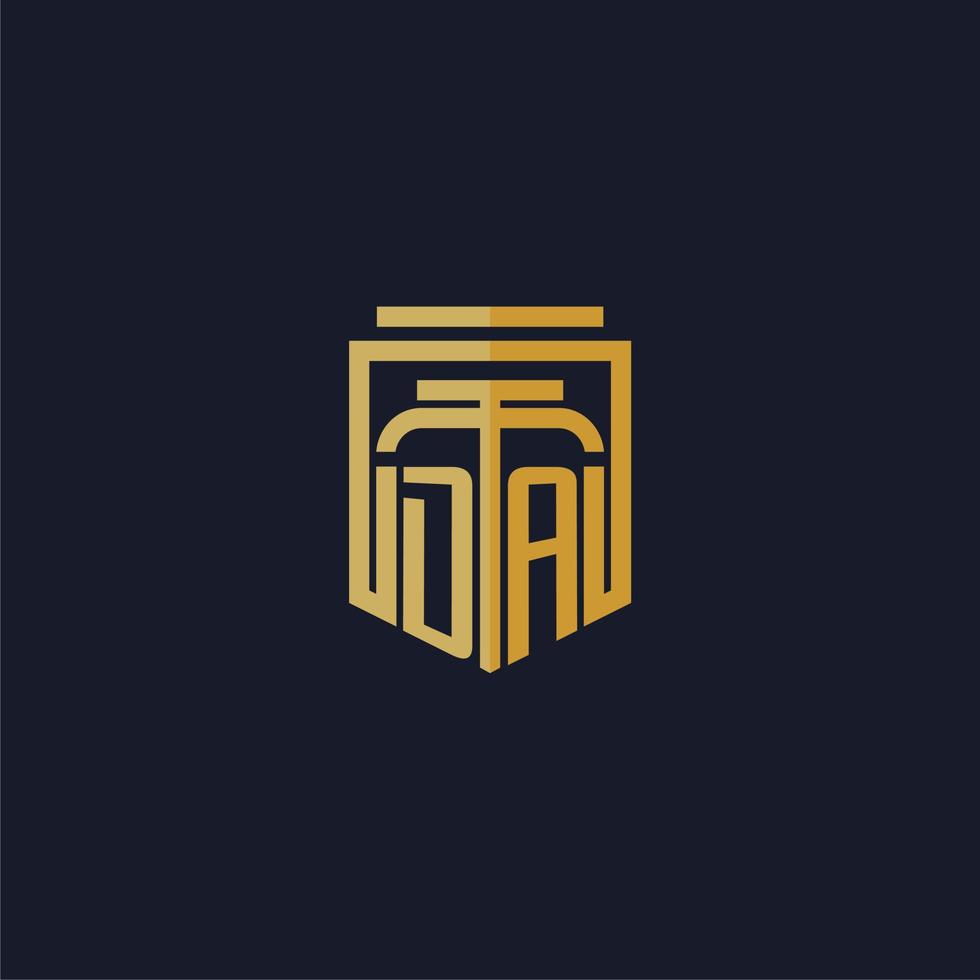 da eerste monogram logo elegant met schild stijl ontwerp voor muur muurschildering advocatenkantoor gaming vector