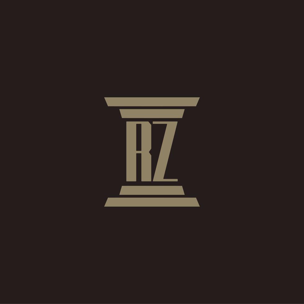 rz monogram eerste logo voor advocatenkantoor met pijler ontwerp vector