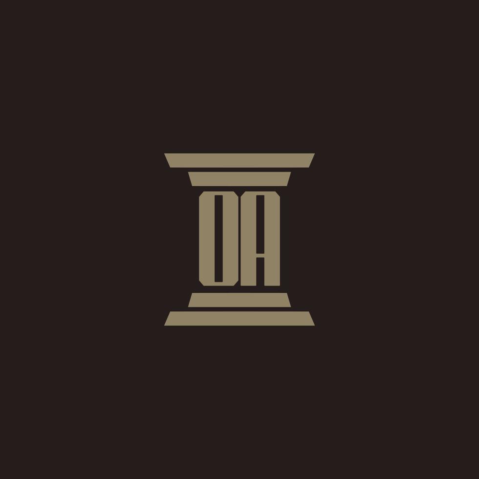 oa monogram eerste logo voor advocatenkantoor met pijler ontwerp vector