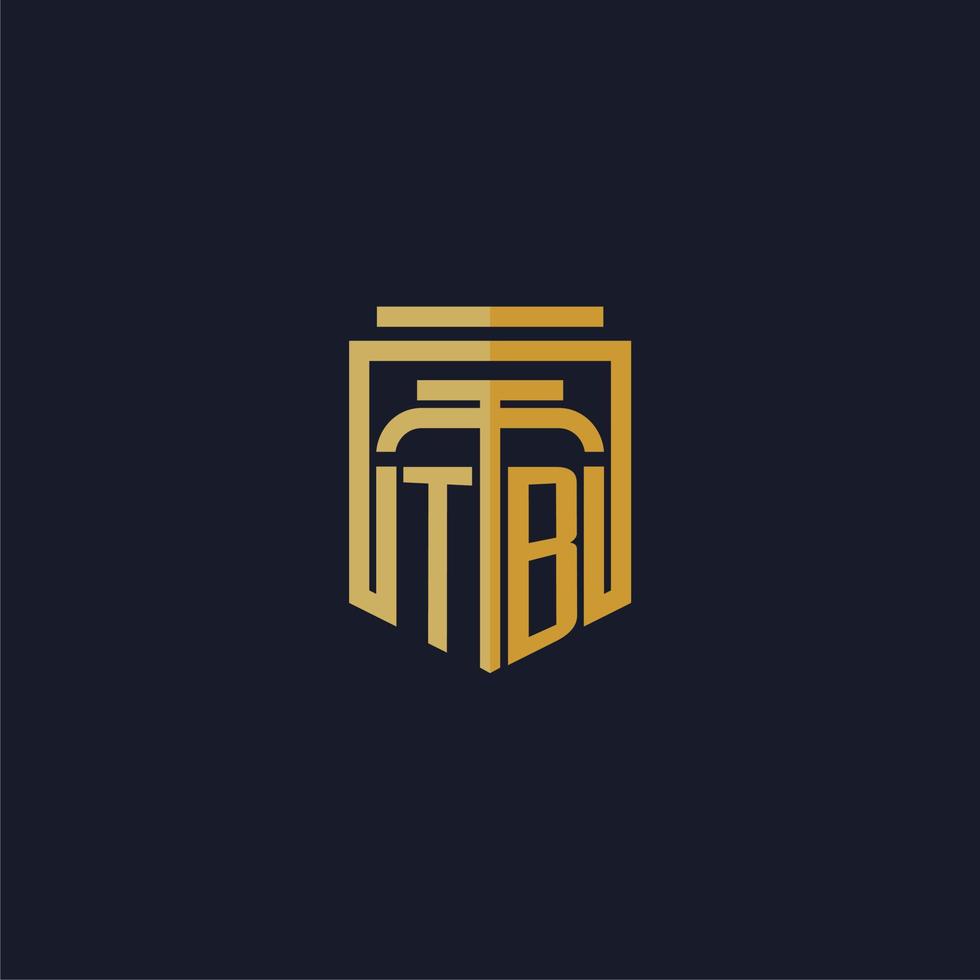 tb eerste monogram logo elegant met schild stijl ontwerp voor muur muurschildering advocatenkantoor gaming vector