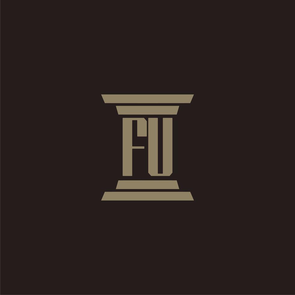 fu monogram eerste logo voor advocatenkantoor met pijler ontwerp vector