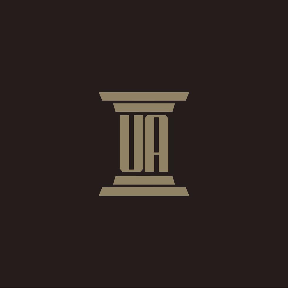 ua monogram eerste logo voor advocatenkantoor met pijler ontwerp vector