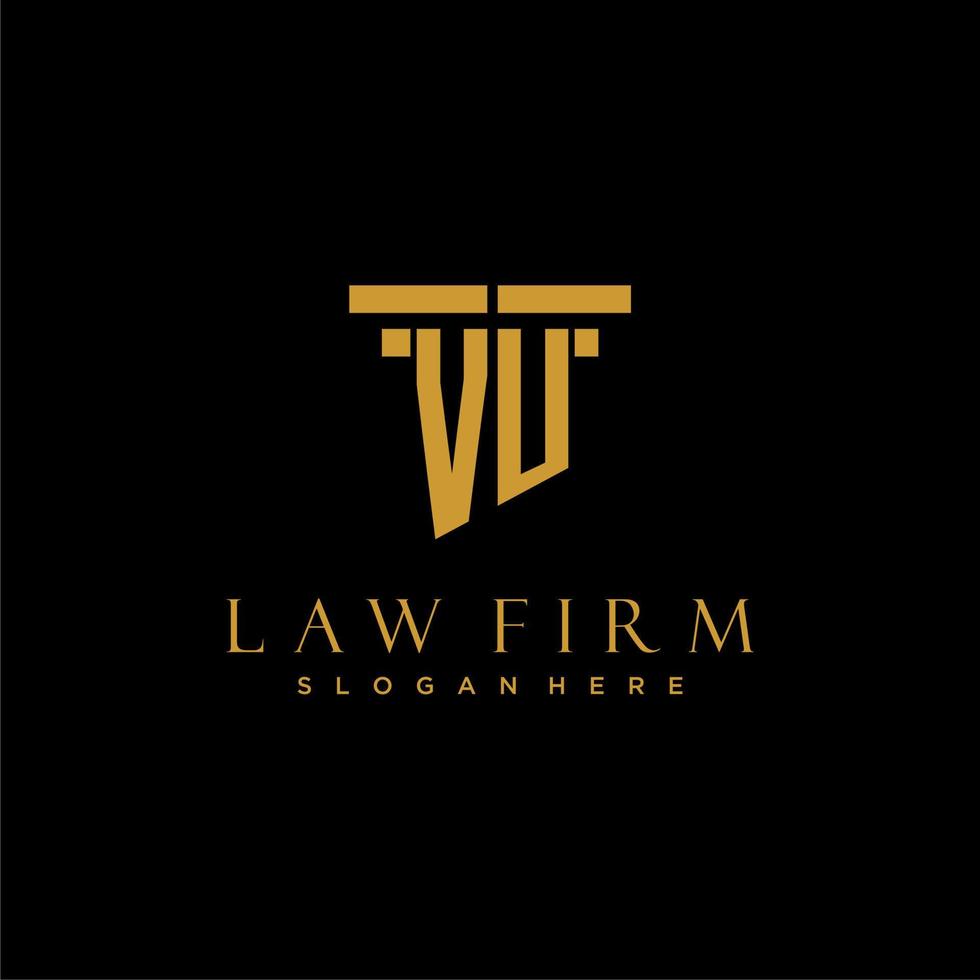 vu monogram eerste logo voor advocatenkantoor met pijler ontwerp vector