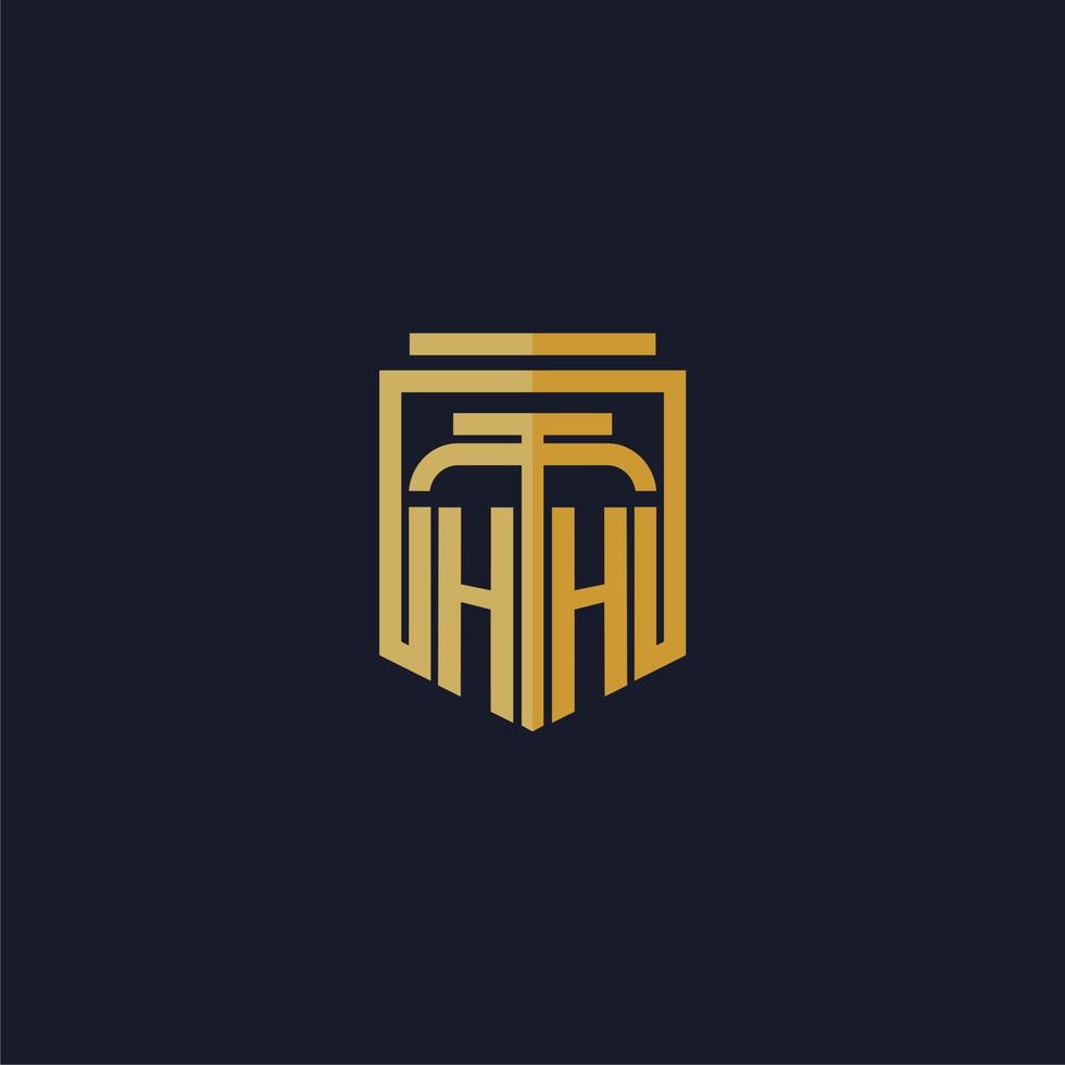 hh eerste monogram logo elegant met schild stijl ontwerp voor muur muurschildering advocatenkantoor gaming vector