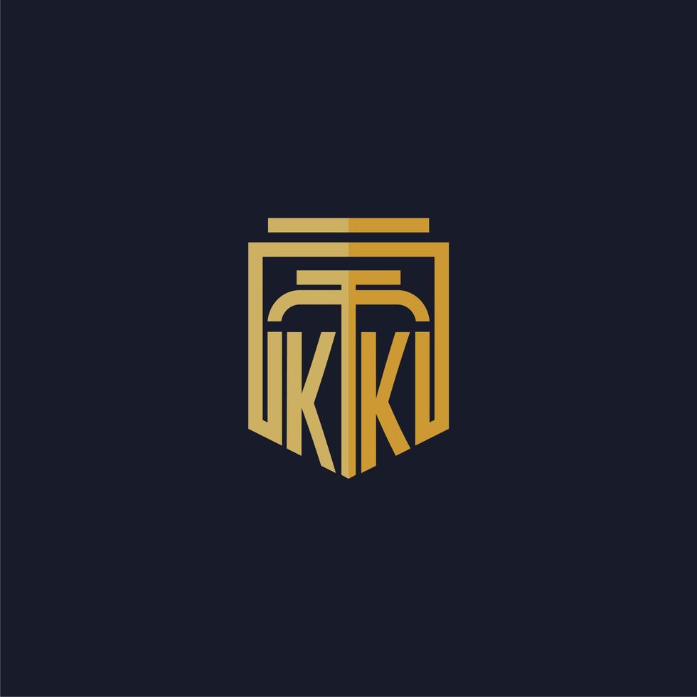 kk eerste monogram logo elegant met schild stijl ontwerp voor muur muurschildering advocatenkantoor gaming vector