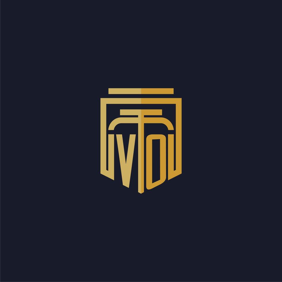 vo eerste monogram logo elegant met schild stijl ontwerp voor muur muurschildering advocatenkantoor gaming vector