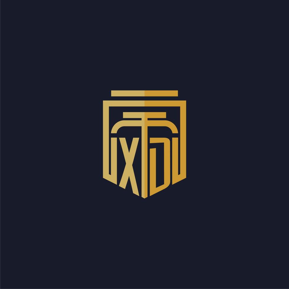 xd eerste monogram logo elegant met schild stijl ontwerp voor muur muurschildering advocatenkantoor gaming vector