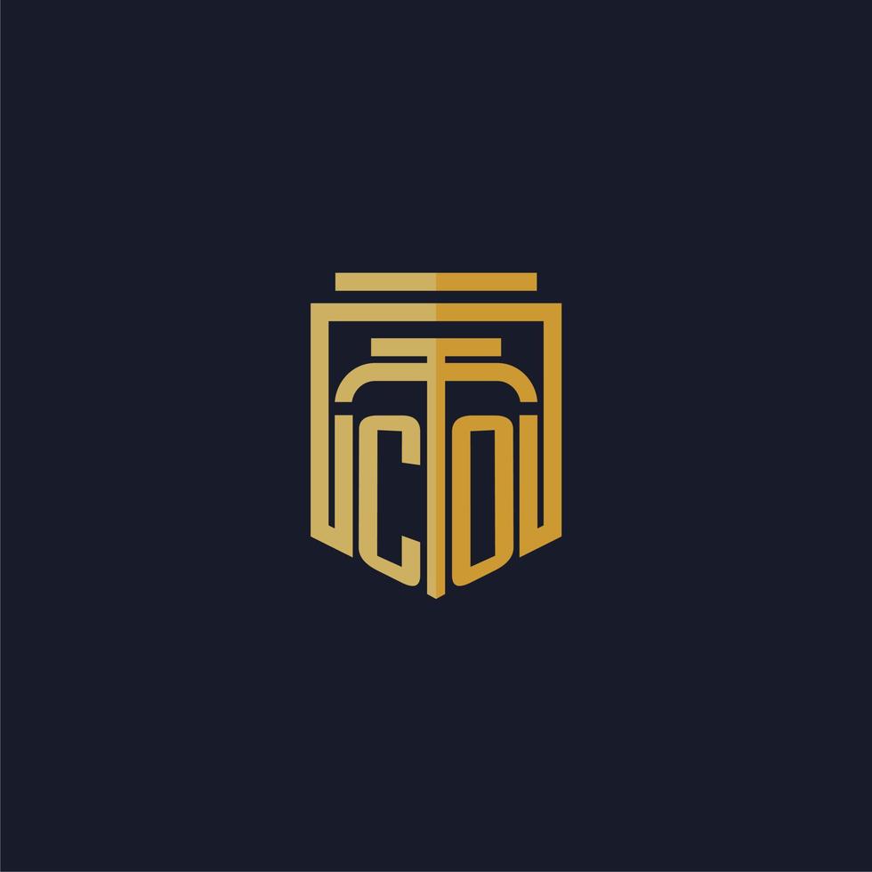 co eerste monogram logo elegant met schild stijl ontwerp voor muur muurschildering advocatenkantoor gaming vector