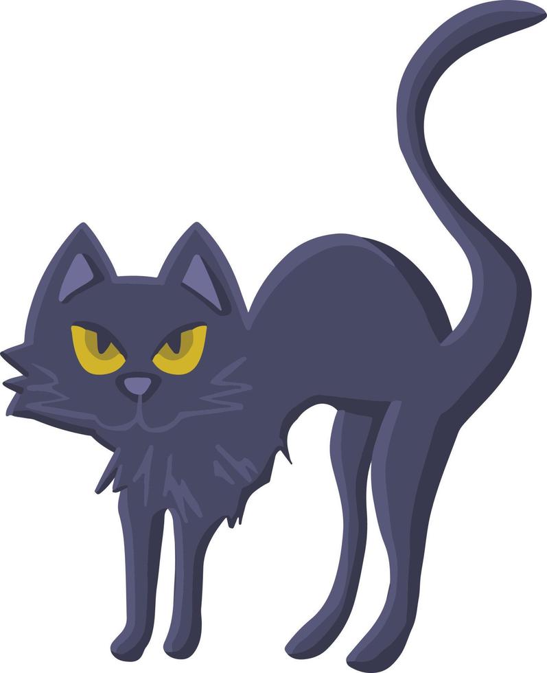 zwart kat met gebogen terug halloween vector