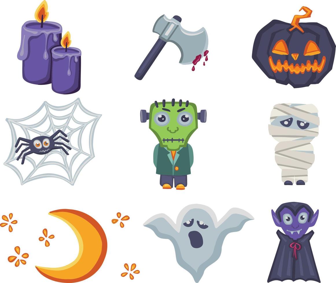 halloween of verschrikking film sticker reeks vector