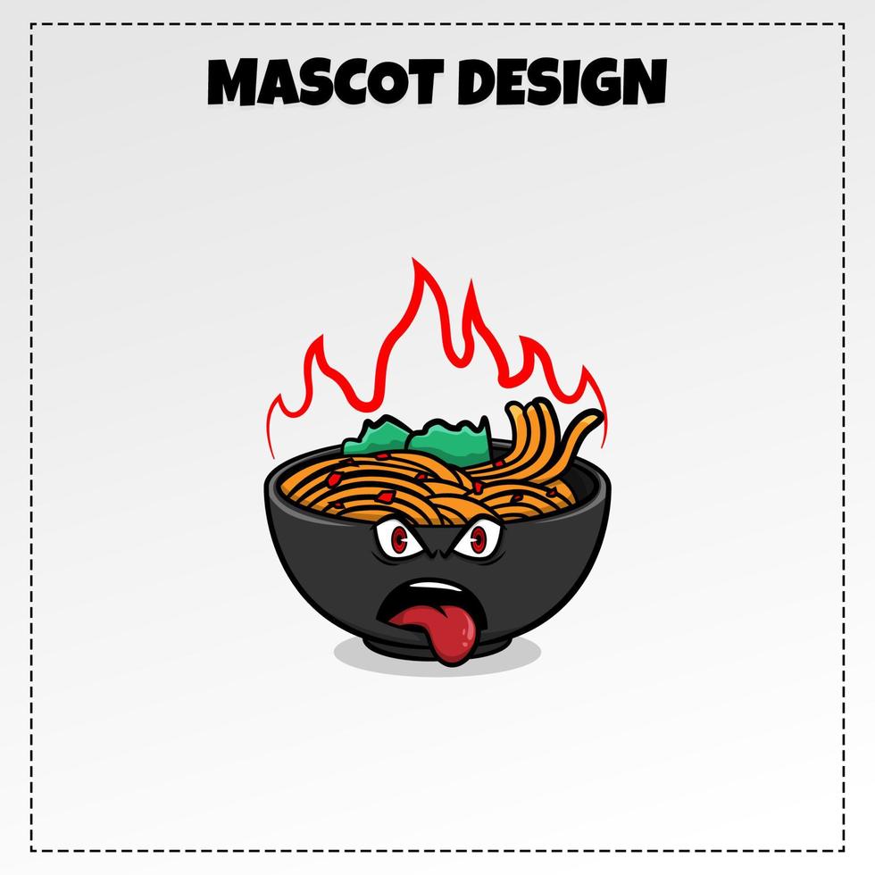 voedsel logo heet noodle vector mascotte illustratie vector ontwerp