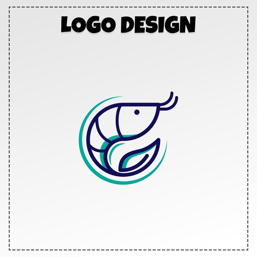 voedsel logo garnaal mascotte illustratie vector ontwerp