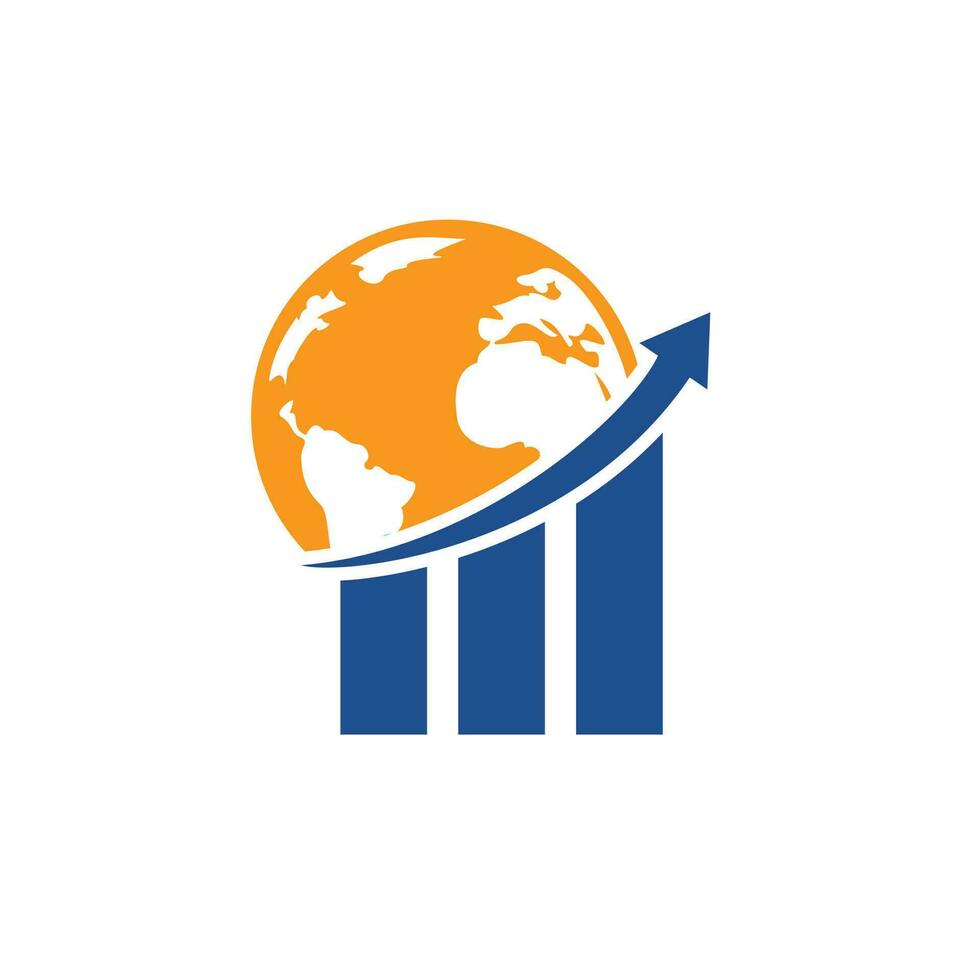 wereld statistieken vector logo ontwerp sjabloon. wereld financiën logo ontwerp concept.