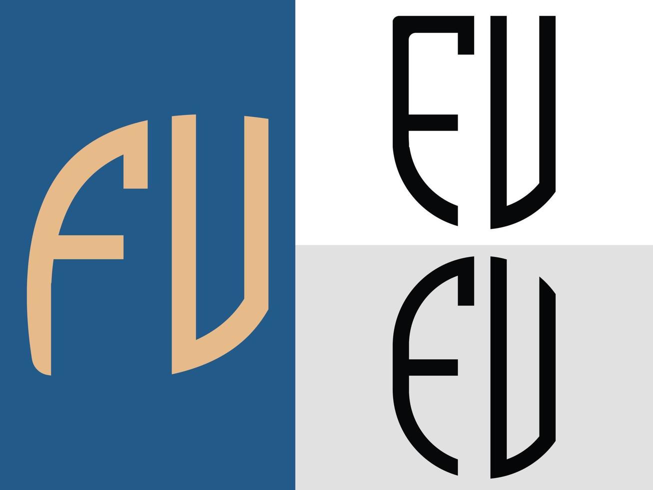 creatief eerste brieven fv logo ontwerpen bundel vector