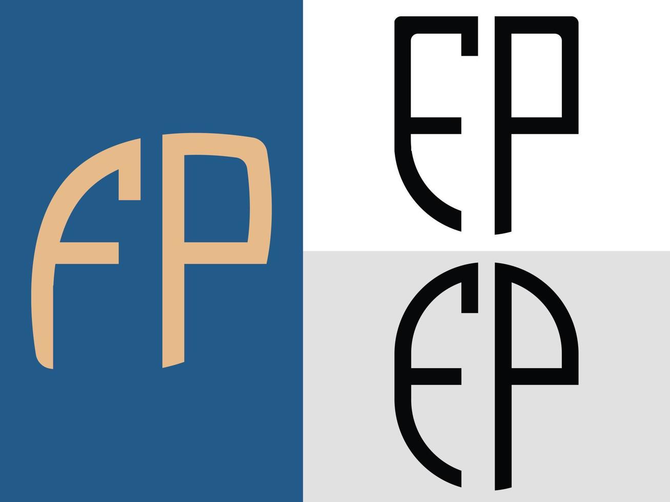 creatief eerste brieven fp logo ontwerpen bundel vector