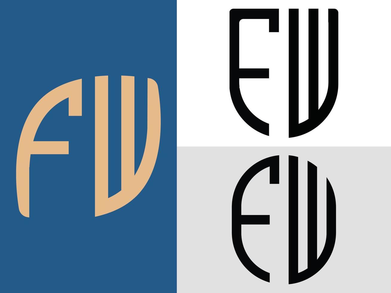 creatief eerste brieven fw logo ontwerpen bundel vector