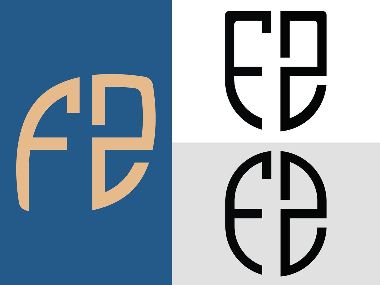 creatief eerste brieven fz logo ontwerpen bundel vector