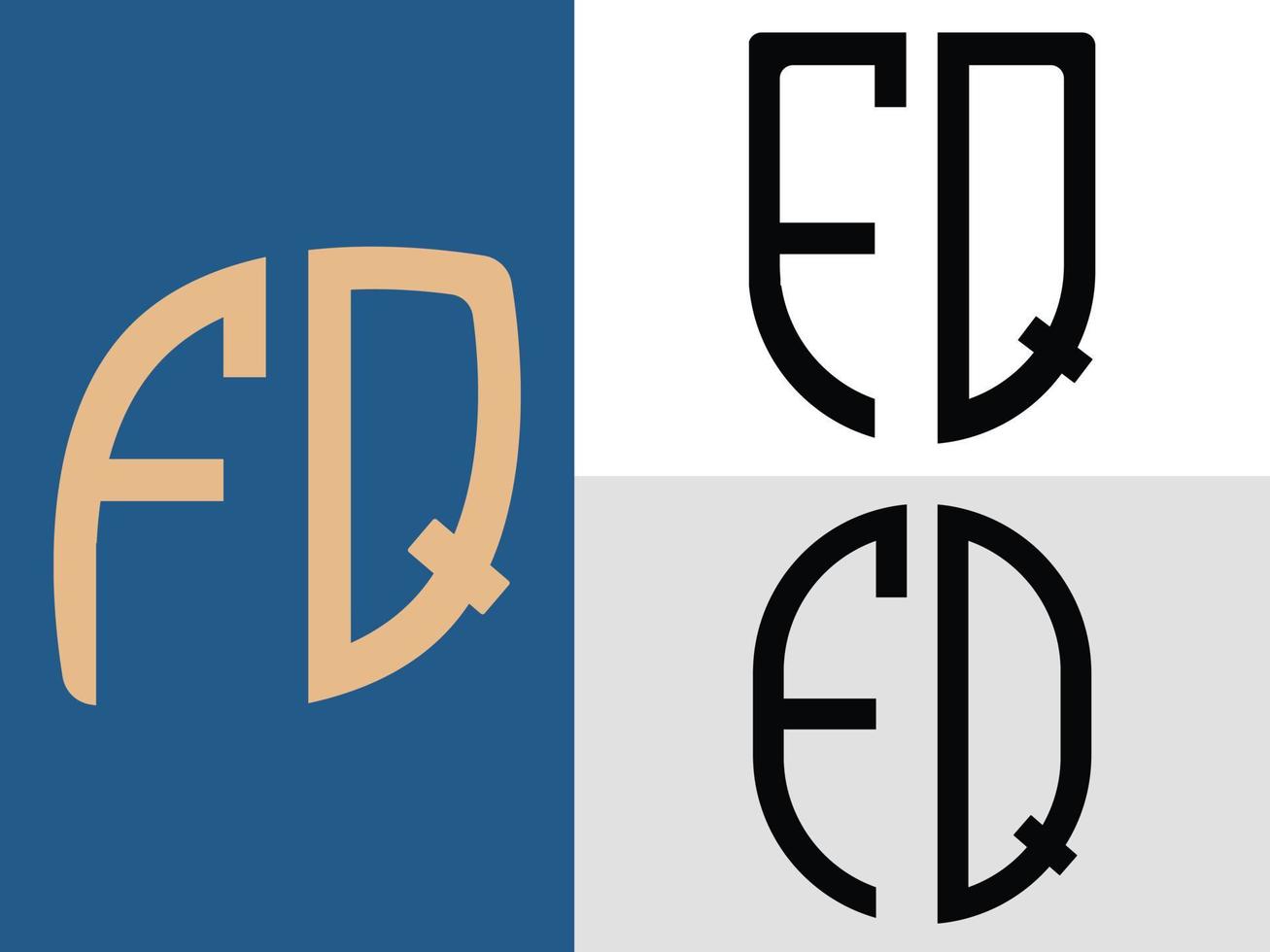 creatief eerste brieven fq logo ontwerpen bundel vector