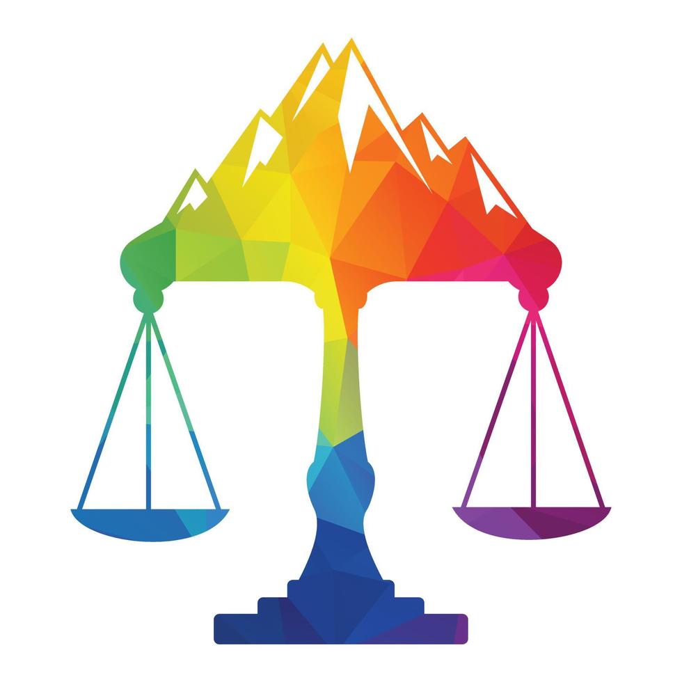 bergen en symbolen van gerechtigheid. wet schaal logo concept ontwerp. vector