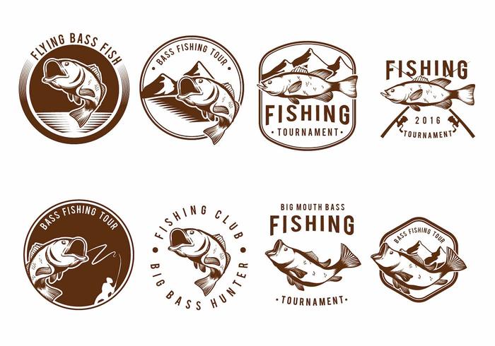 Bass Fish Badge Set vector
