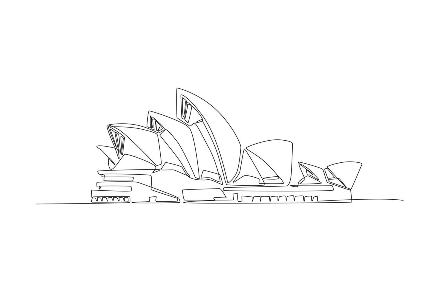 doorlopend een lijn tekening opera huis in sydney, Australië. mijlpaal concept. single lijn trek ontwerp vector grafisch illustratie.