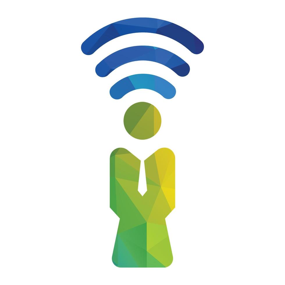 menselijk verbinding logo icoon ontwerp. Wifi en menselijk combinatie ontwerp. vector
