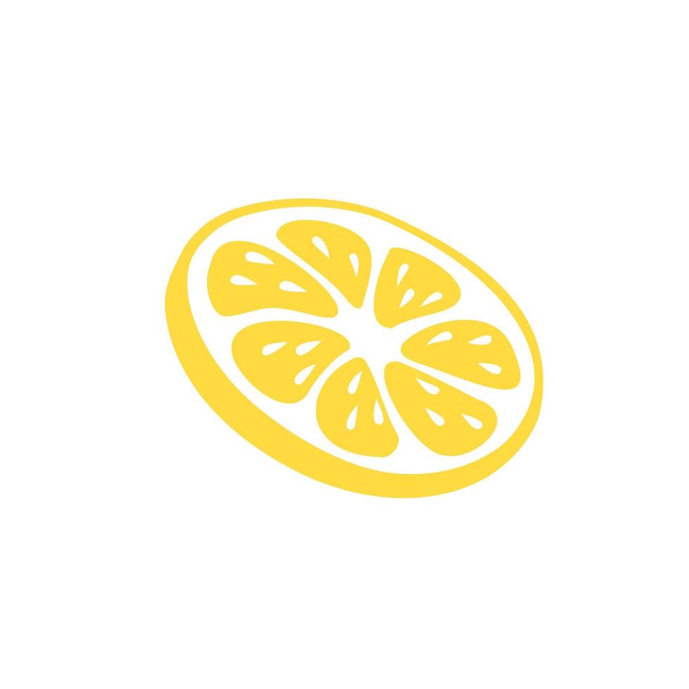 citroen plak met bladeren in een hand getekend stijl. vector