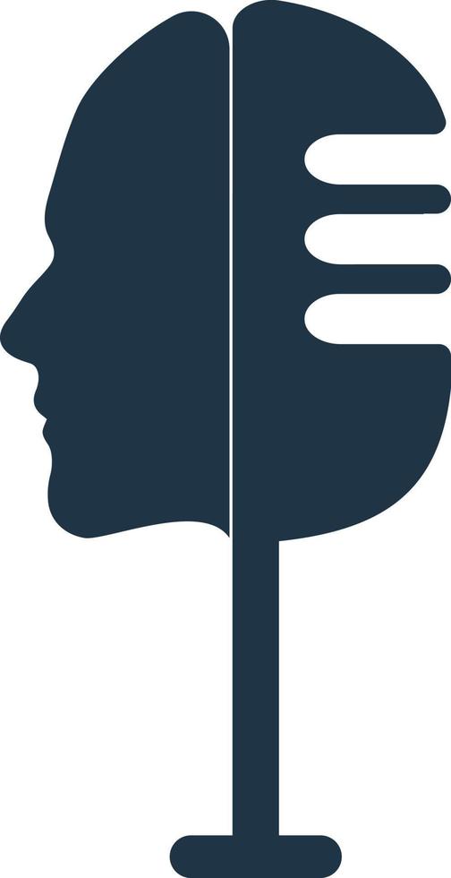 microfoon met Mens hoofd concept. mannetje podcast logo ontwerp. vector