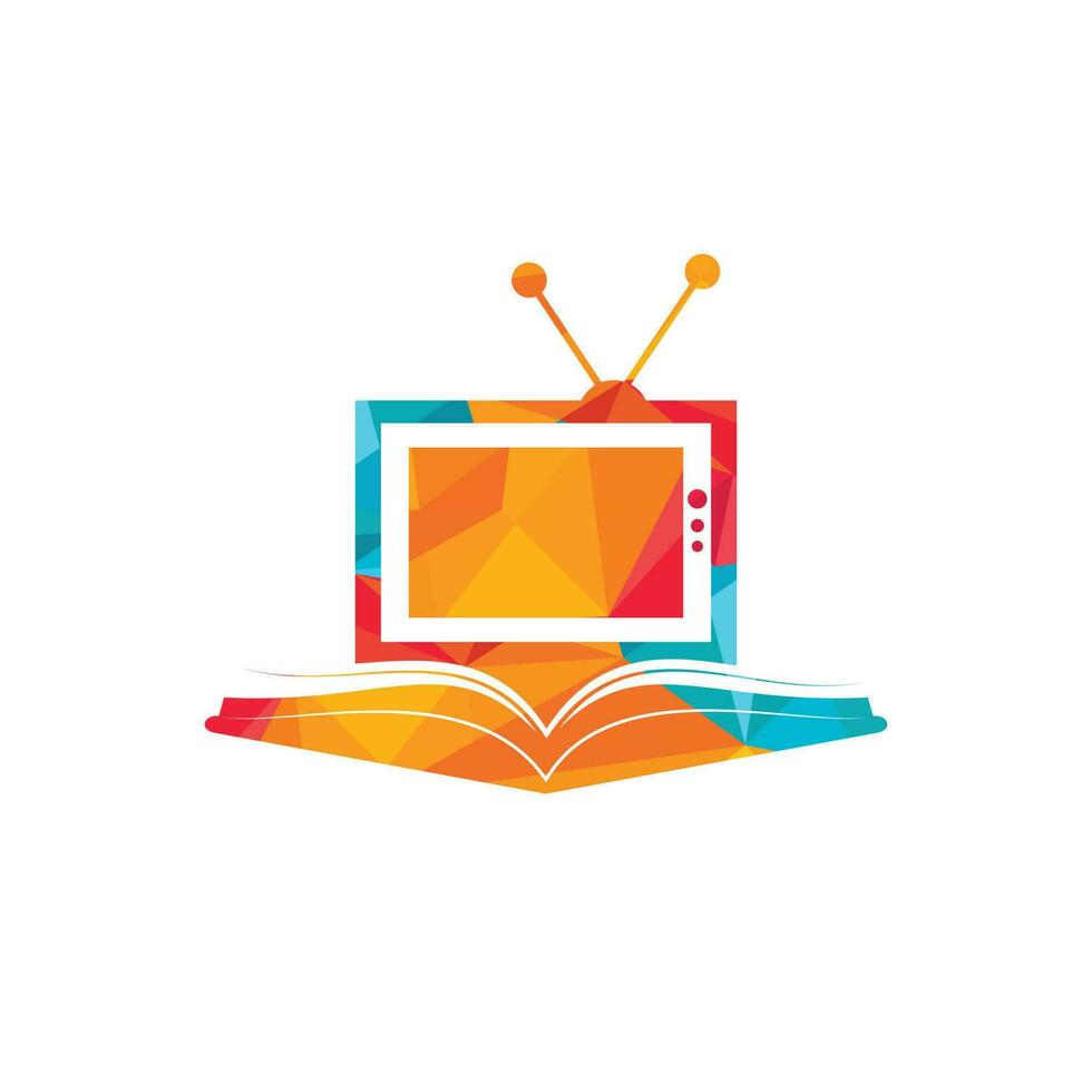 boek TV vector logo sjabloon ontwerp. uniek boekhandel, bibliotheek en media logotype ontwerp sjabloon.